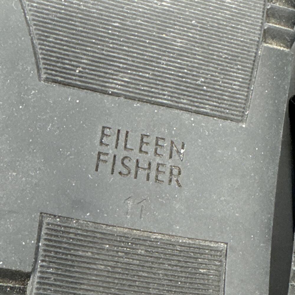 Eileen Fisher Black Leather Wedge Sandals Heel Minimalist Size 11 - Picture 6 of 6